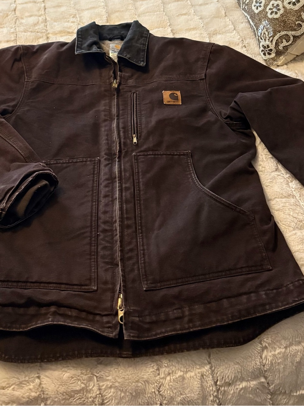 Men’s Medium Carhartt Dark Brown Canvas Work Coat